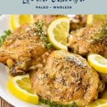 pinterest image with low fodmap instant pot lemon chicken paleo whole30 at the top and goodnomshoney.com at the bottom.