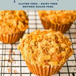 pinterest image with low fodmap pumpkin zucchini muffins gluten-free dairy-free refined sugar-free at the top and goodnomshoney.com at the bottom