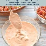 pinterest image with easy low fodmap burger sauce dairy-free low carb keto refined sugar-free paleo option at the top and goodnomshoney.com at the bottom